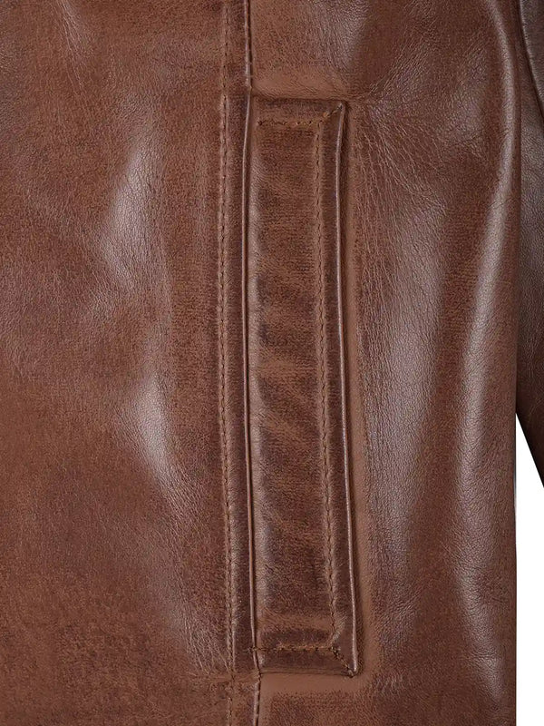 Reeves Men's Brown Harrington Leather Jacket