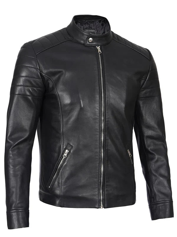 Carrie Men's Black Cafe Racer Leather Jacket