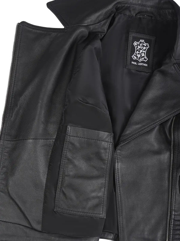 Women's Black Real Leather Biker Style Jacket