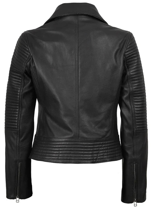 Women's Black Real Leather Biker Style Jacket