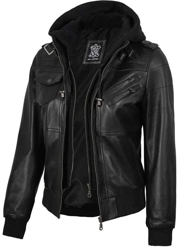Edinburgh Women's Bomber Jacket with Removable Hood