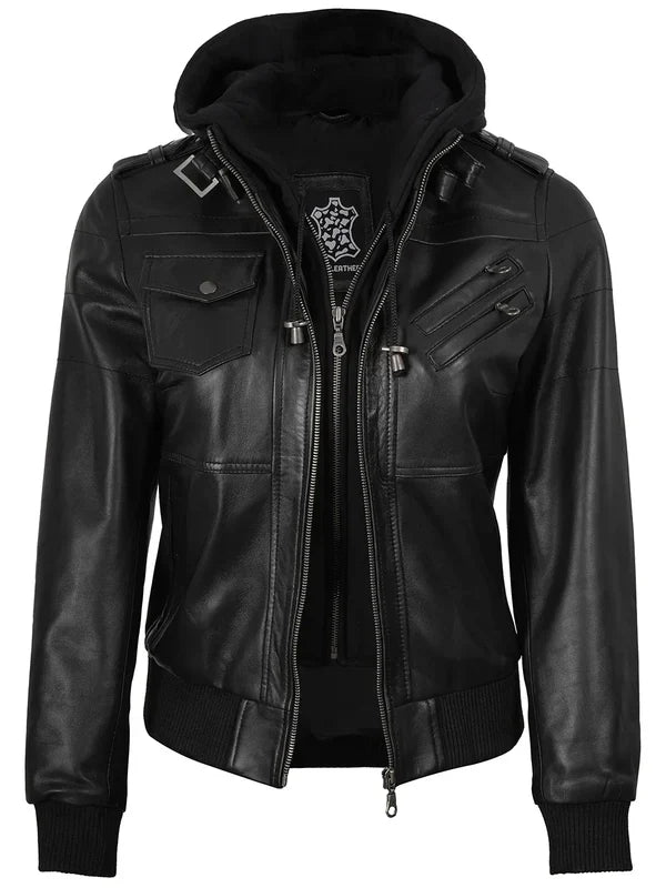 Edinburgh Women's Bomber Jacket with Removable Hood