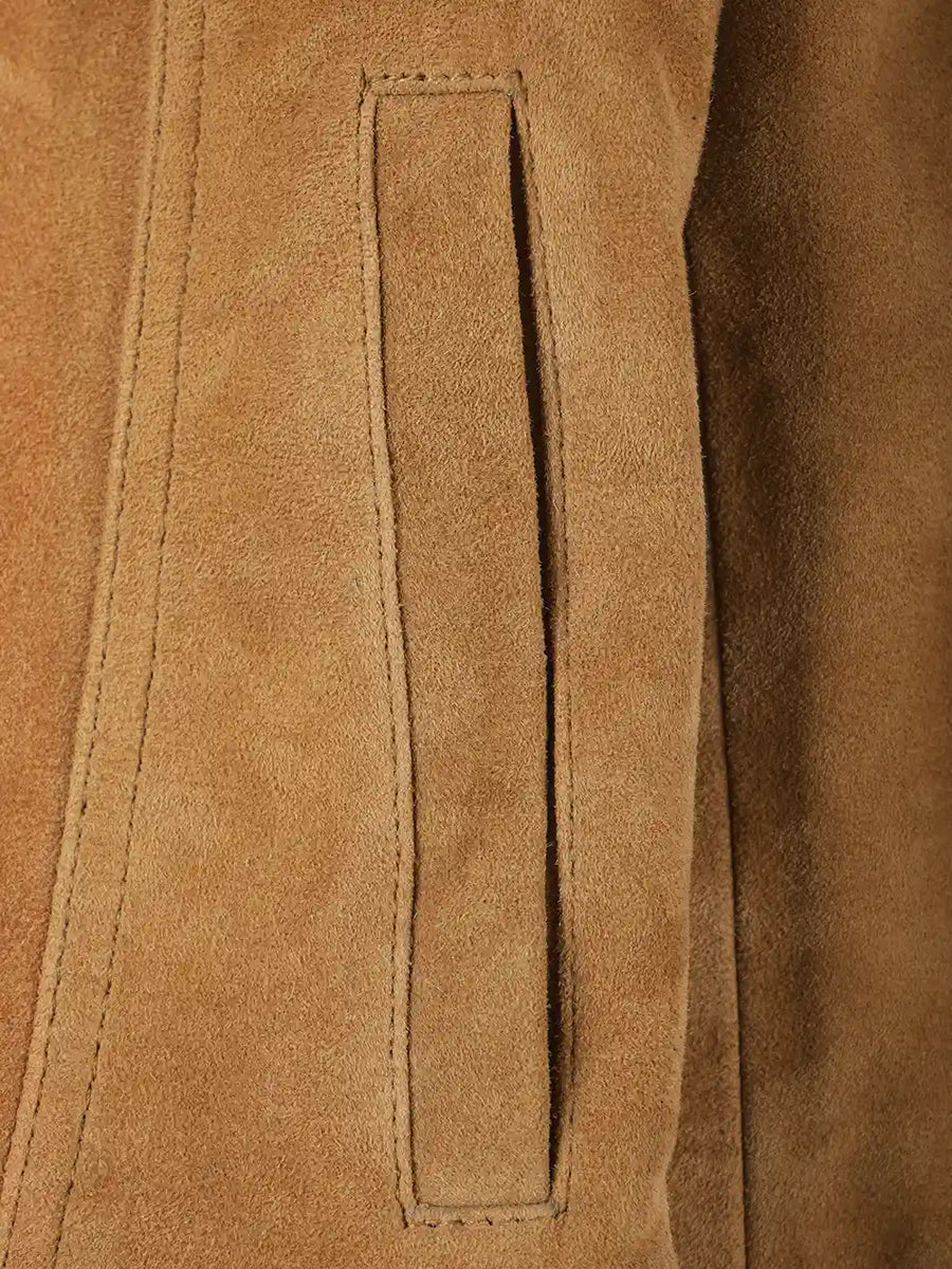 Women's Light Brown Shade Suede Trucker Jacket
