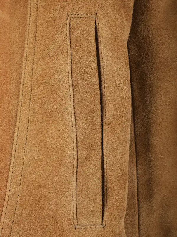 Women's Light Brown Shade Suede Trucker Jacket