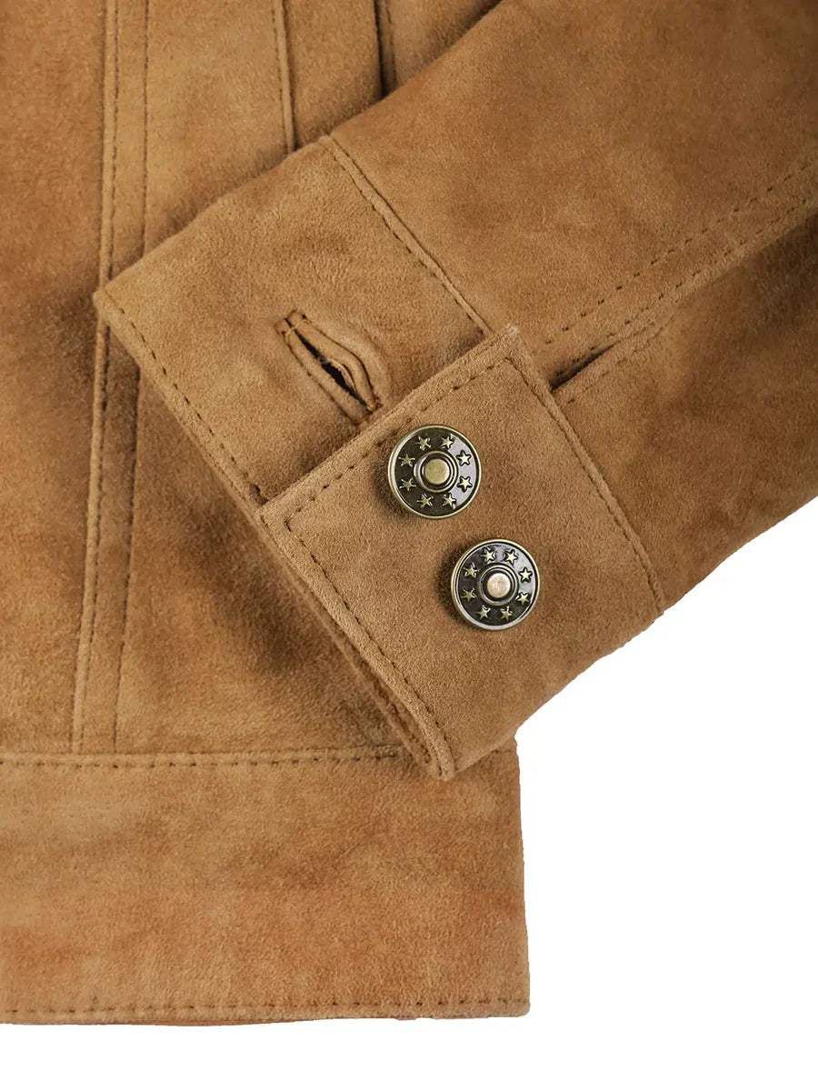 Women's Light Brown Shade Suede Trucker Jacket