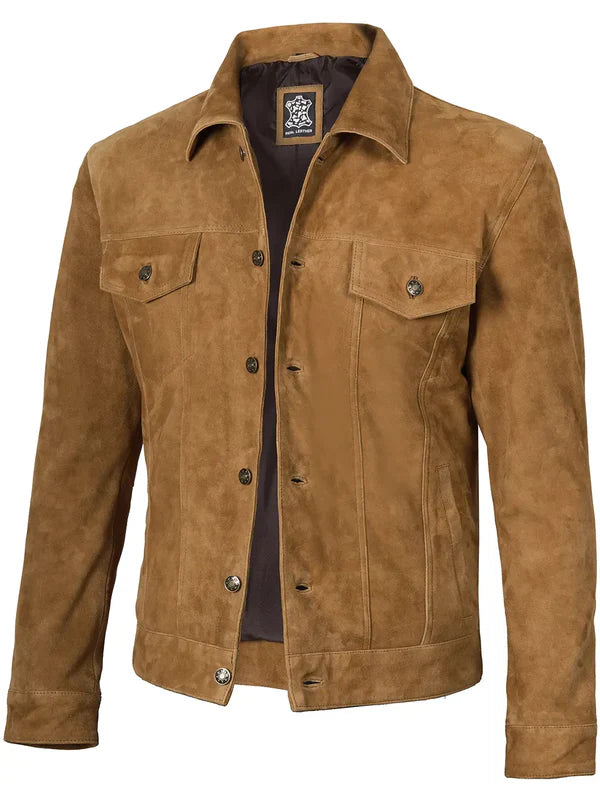 Logan Men’s Premium Suede Trucker – Soft Leather Jacket