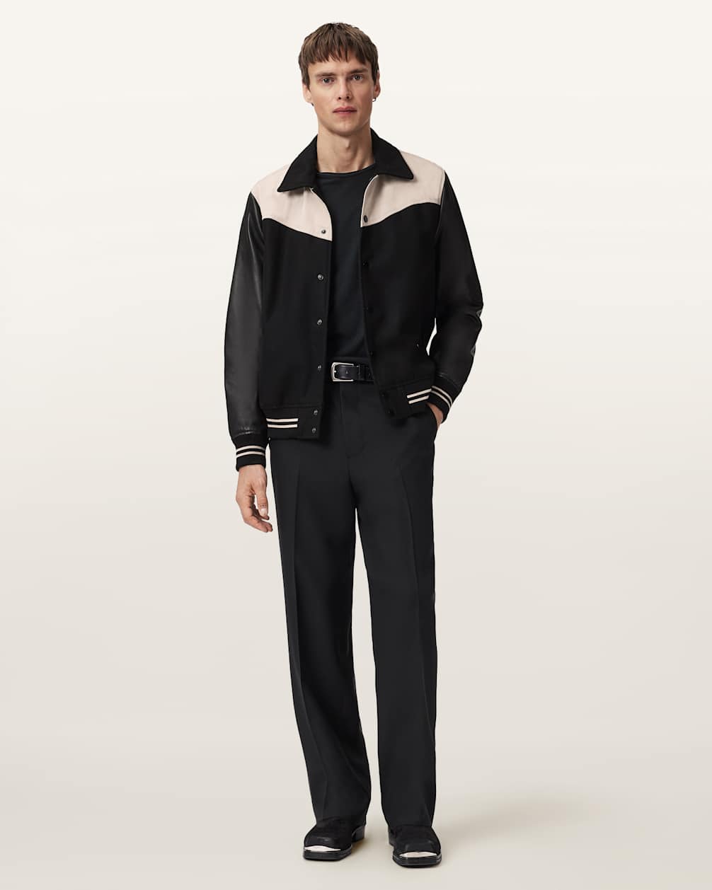 Endleton Men’s Contrast Leather Bomber – Jacket