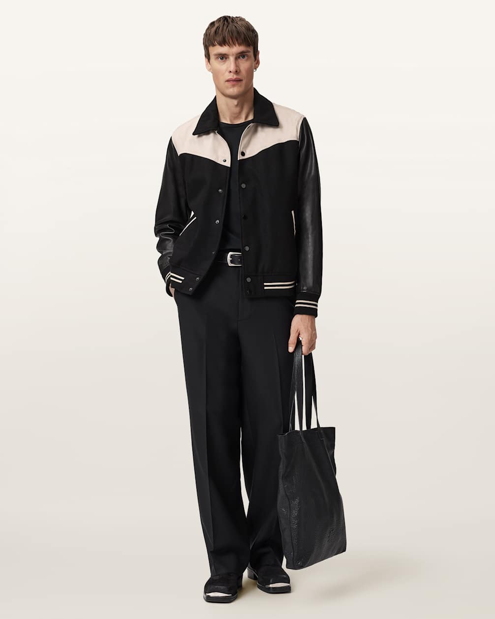 Endleton Men’s Contrast Leather Bomber – Jacket