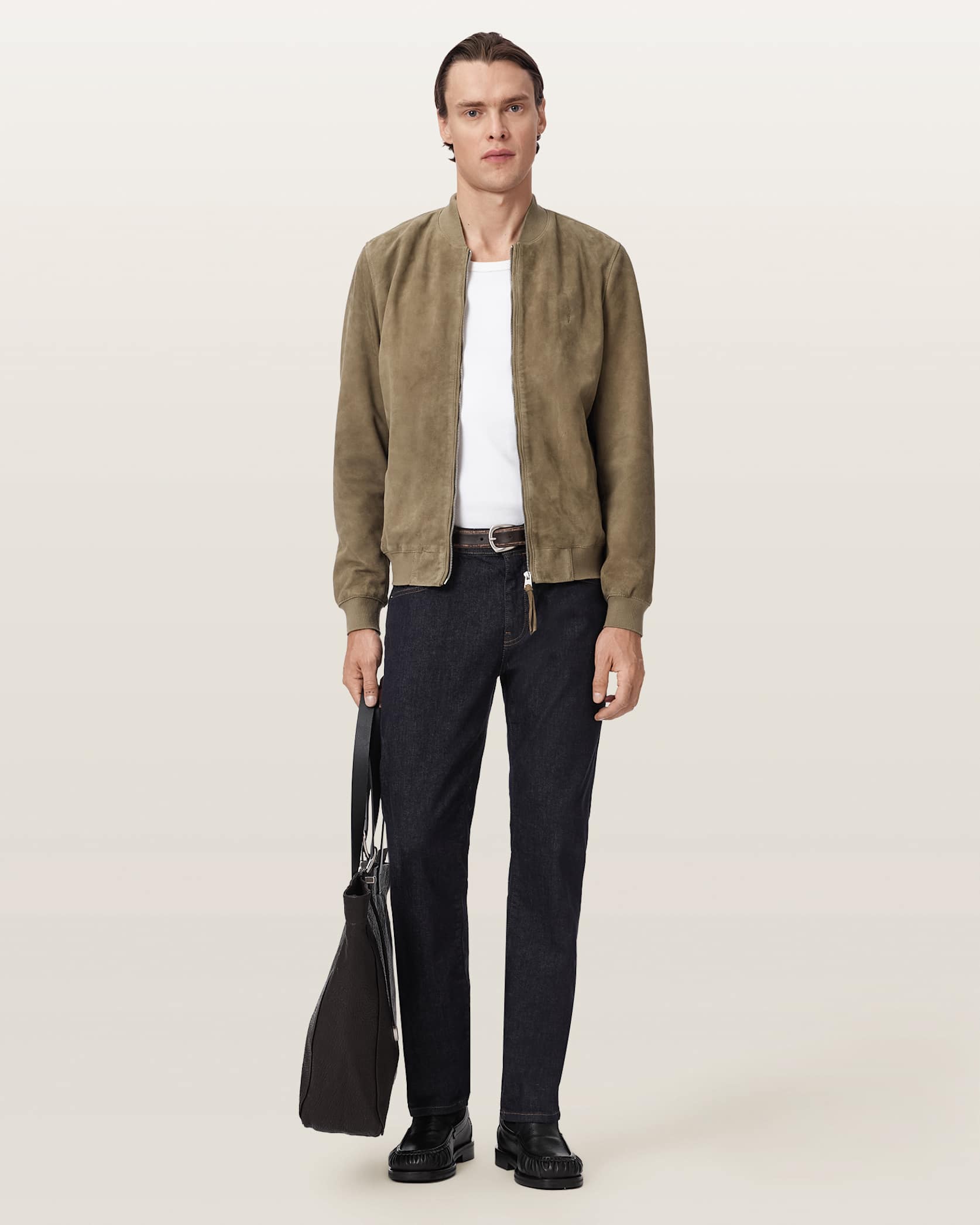 Morten Relaxed Fit Suede Bomber Jacket