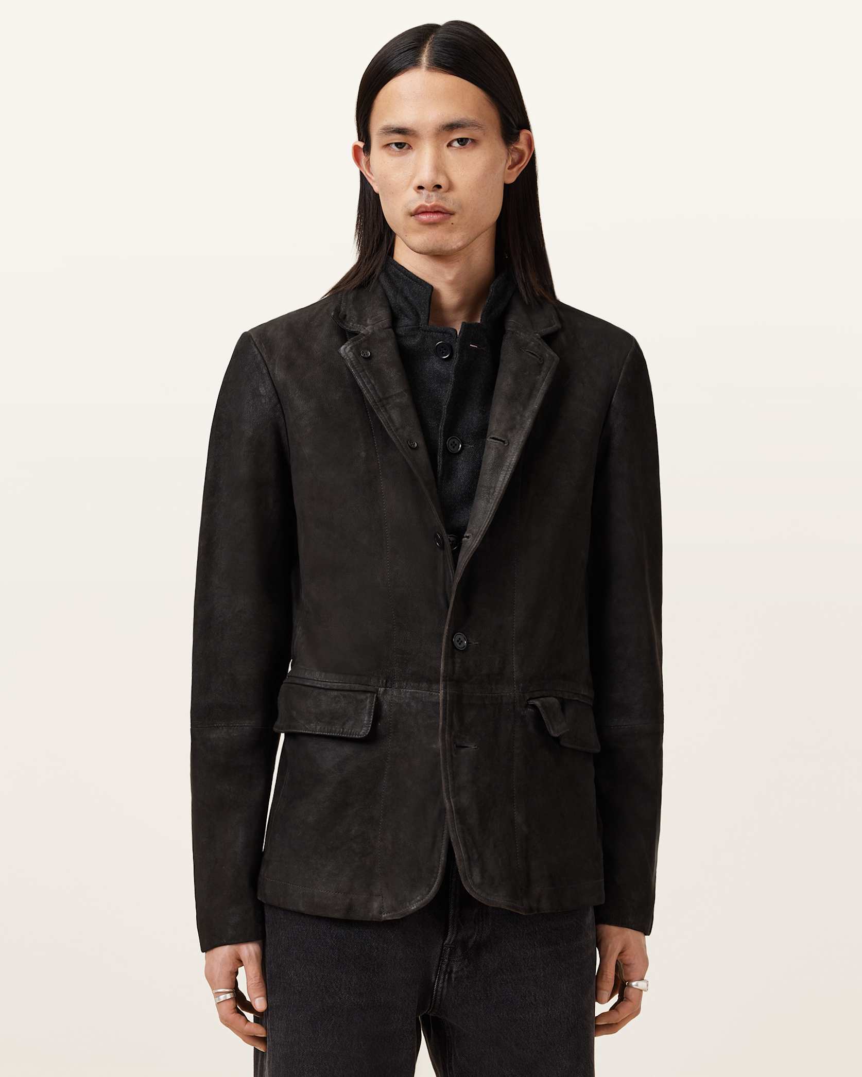 Survey Double Layered Waxed Suede Blazer