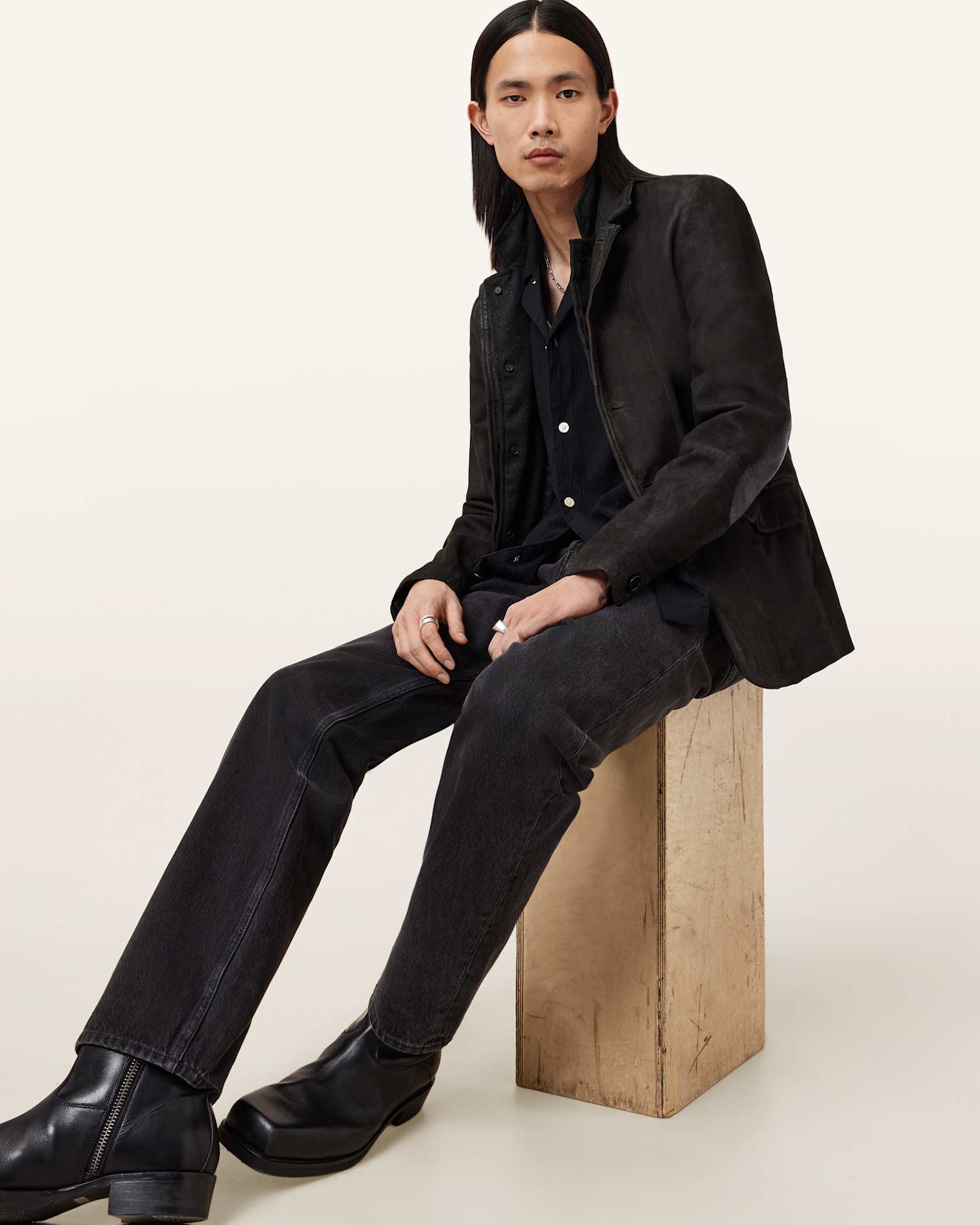 Survey Double Layered Waxed Suede Blazer