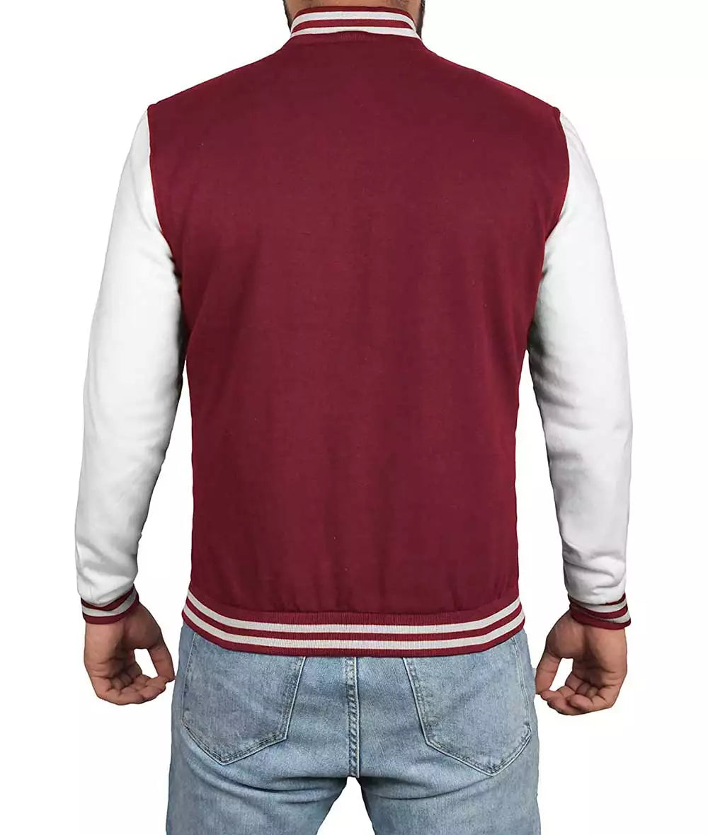 Mens Maroon with White Sleeves - Baseball Style