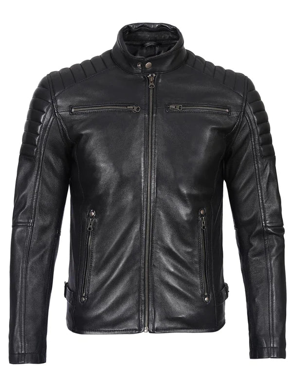 Felix Men's Black Biker Style Premium Leather Jacket