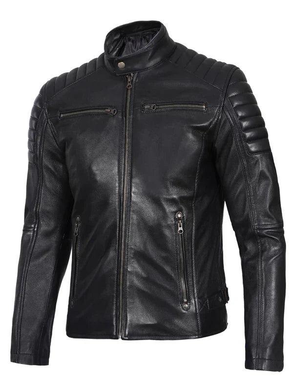 Felix Men's Black Biker Style Premium Leather Jacket