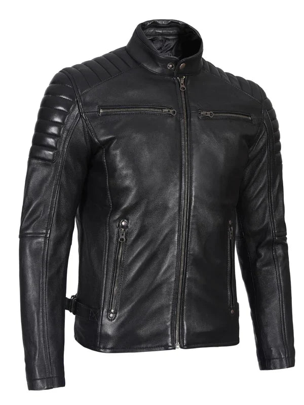 Felix Men's Black Biker Style Premium Leather Jacket