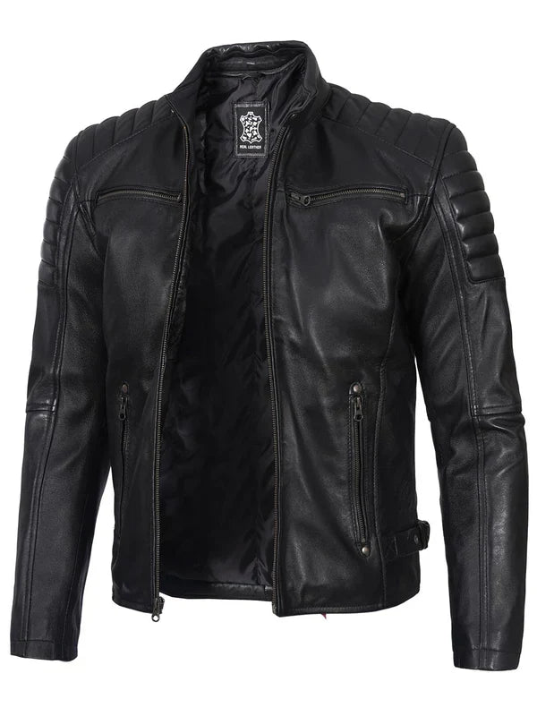 Felix Men's Black Biker Style Premium Leather Jacket