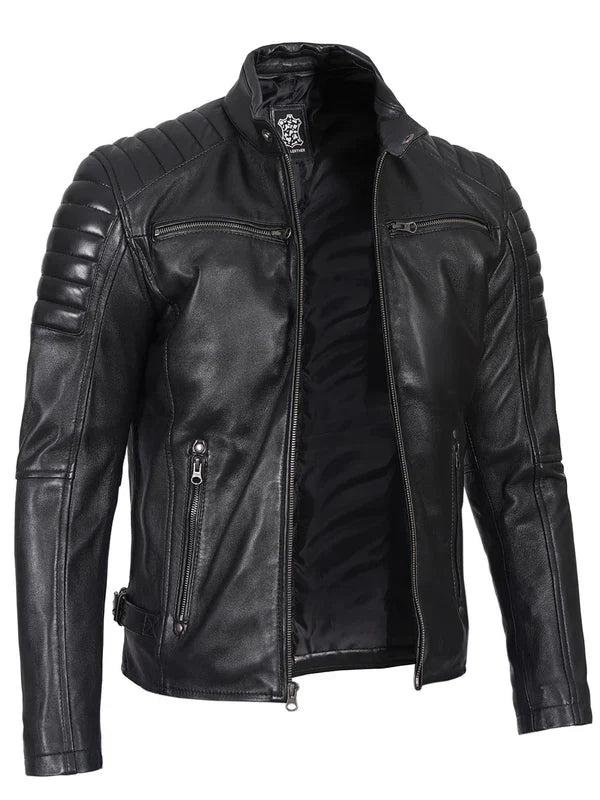 Felix Men's Black Biker Style Premium Leather Jacket