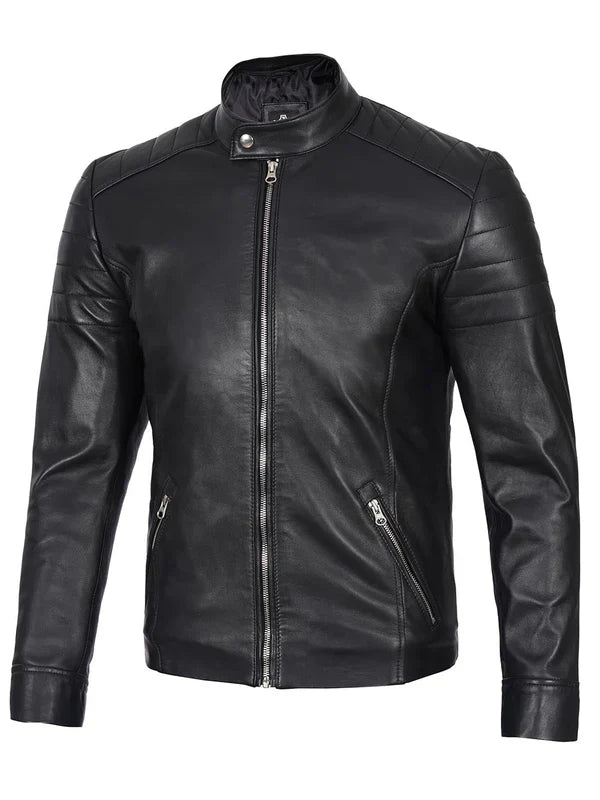 Carrie Men's Black Cafe Racer Leather Jacket