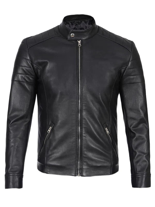 Carrie Men's Black Cafe Racer Leather Jacket