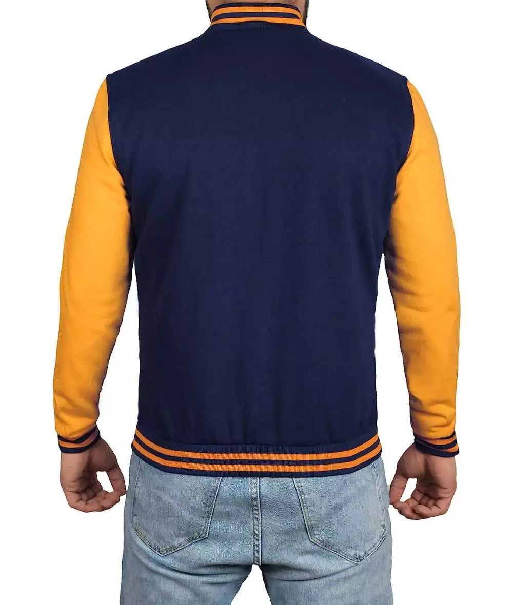 Men’s Blue and Yellow Varsity Jacket – Baseball Style