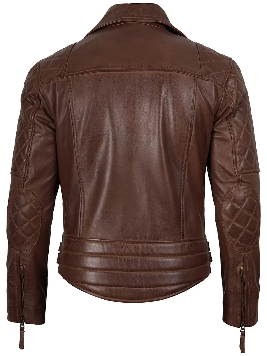 Frisco Mens Dark Brown Leather Biker Style Jacket