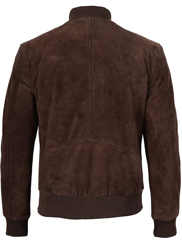 Adamsville Mens Dark Brown Suede Bomber Jacket