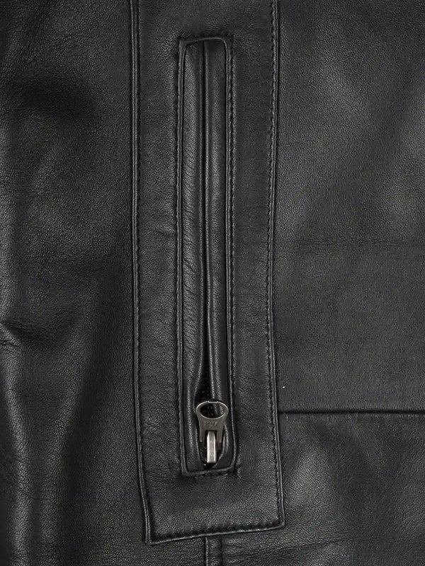 Bristol Men's Black Premium Leather Car Coat