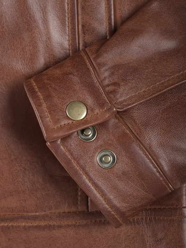 Reeves Men's Brown Harrington Leather Jacket