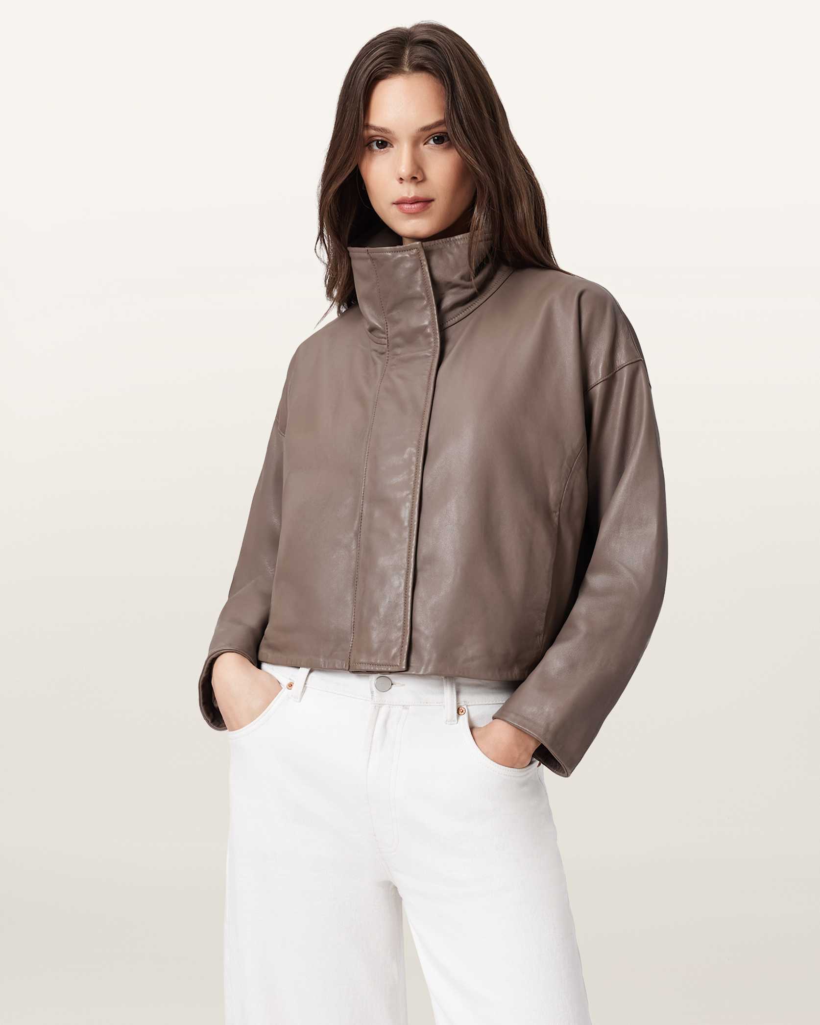 Ryder Funnel Neck Leather Jacket