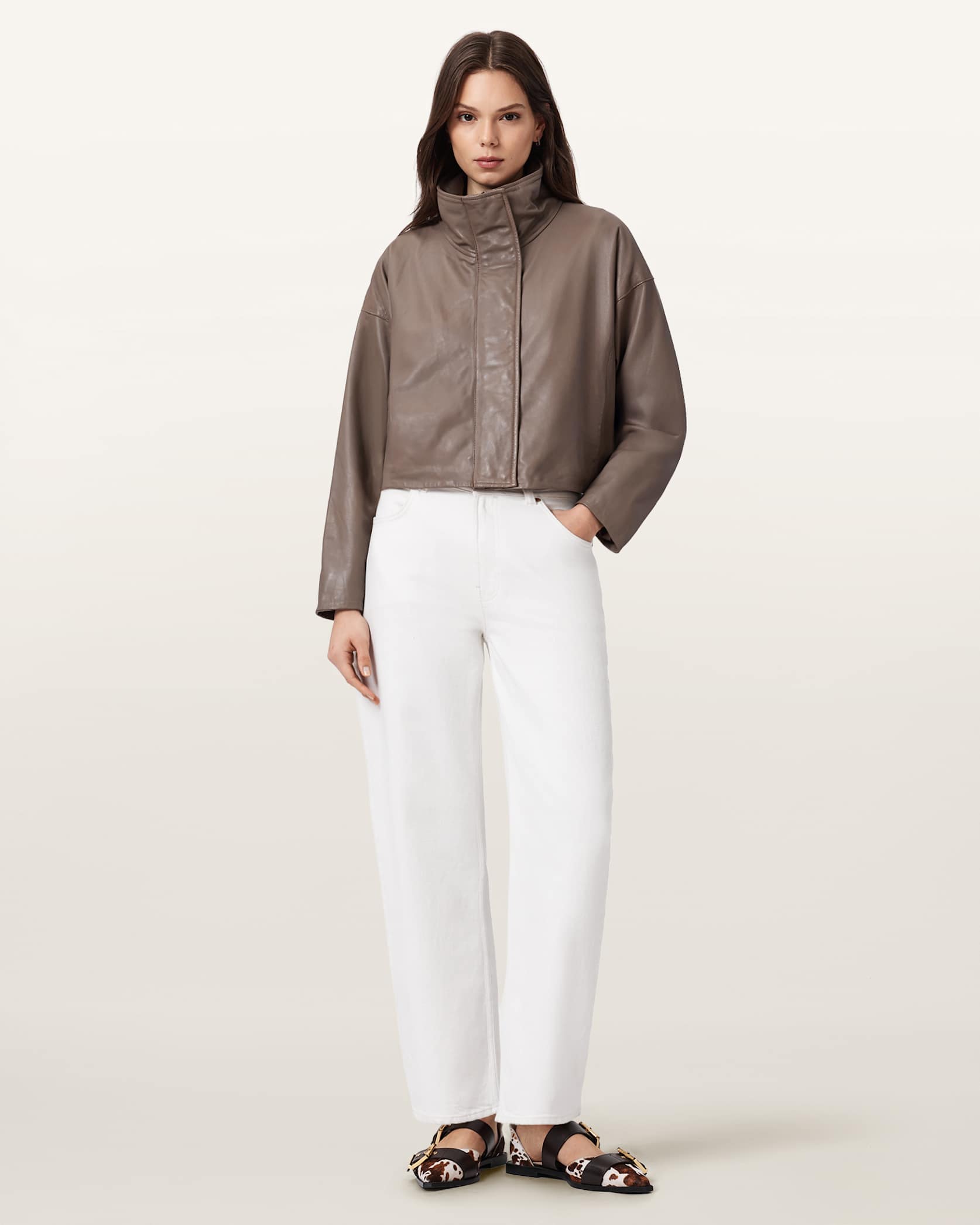 Ryder Funnel Neck Leather Jacket