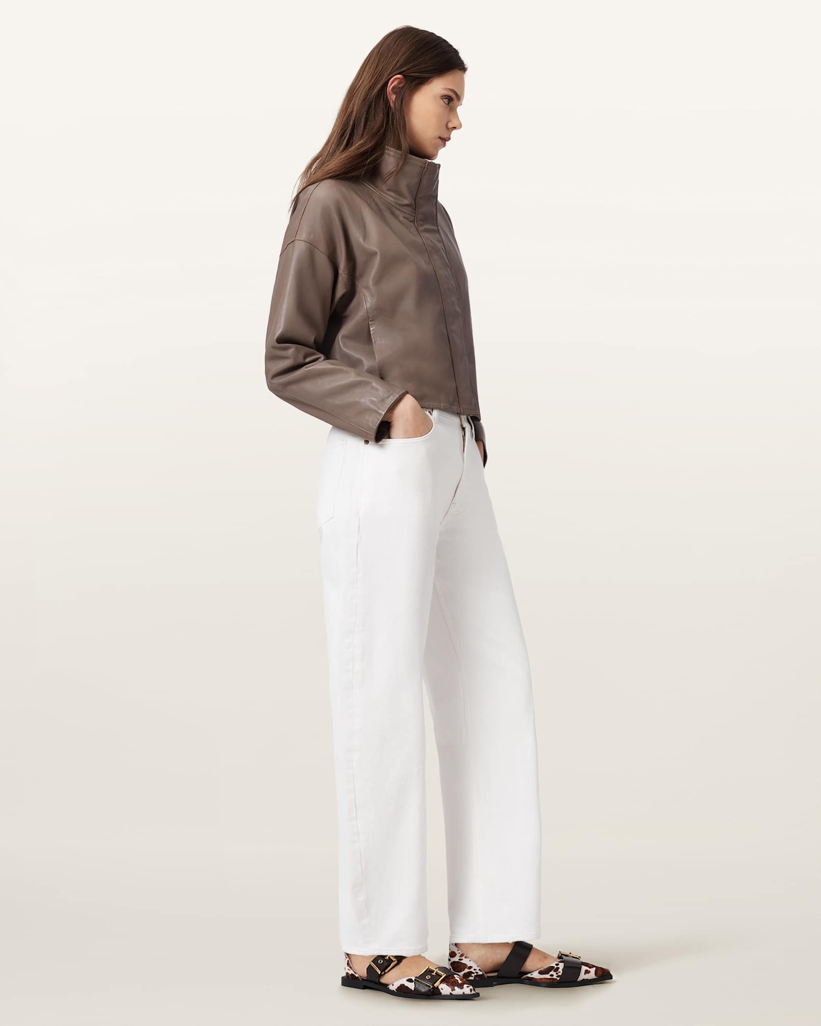 Ryder Funnel Neck Leather Jacket