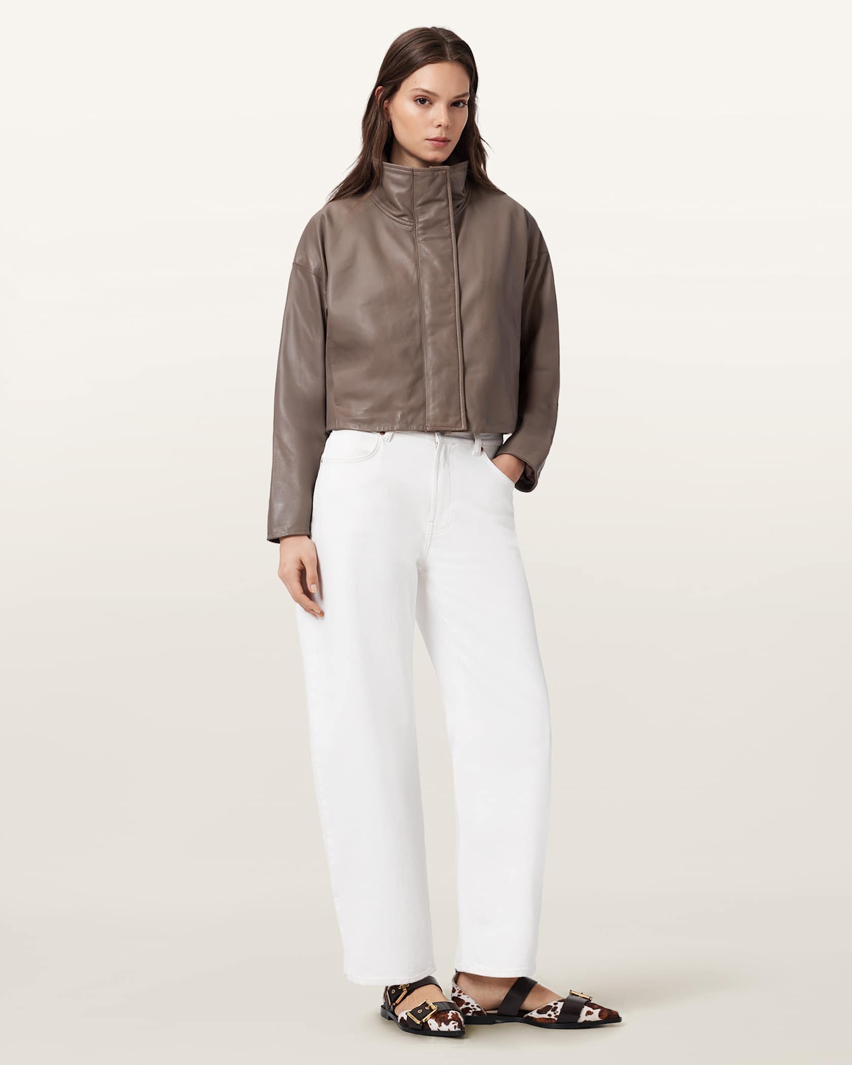 Ryder Funnel Neck Leather Jacket