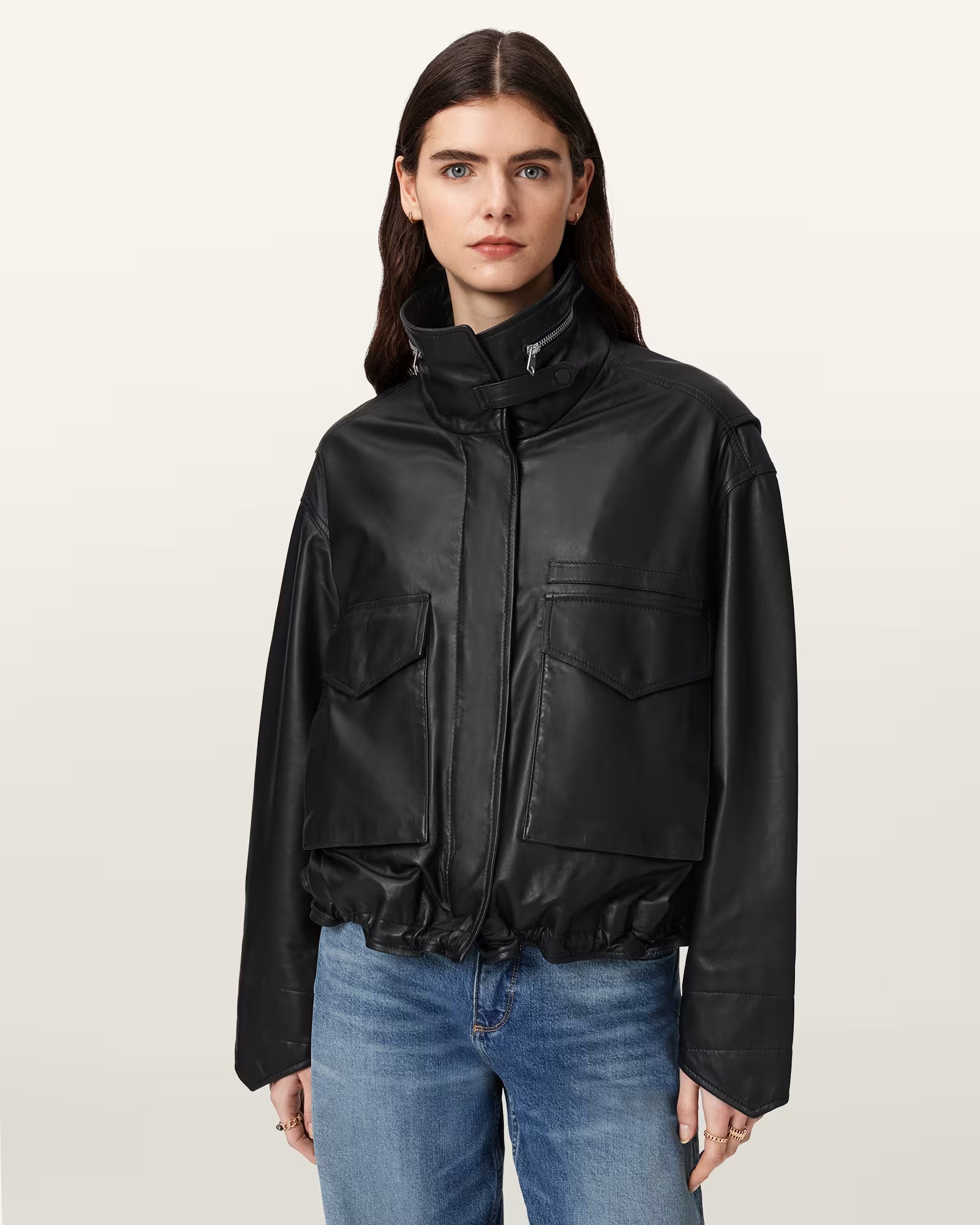 Clay Cropped Leather Jacket