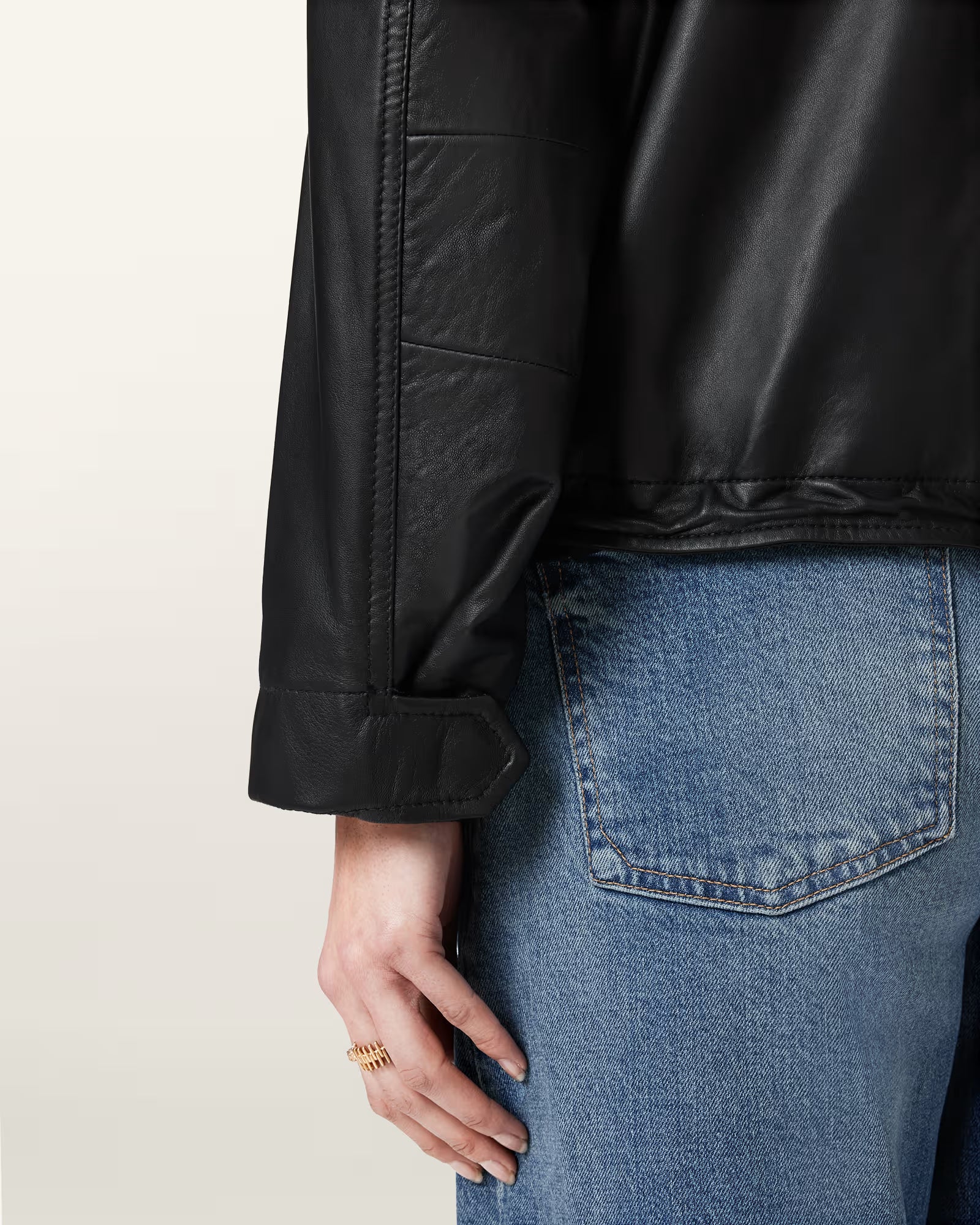 Clay Cropped Leather Jacket