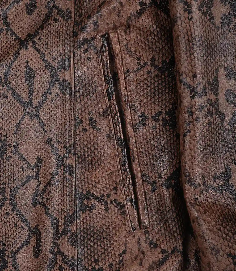 Kathryn Womens Snake Pattern  Cognac Leather Blazer