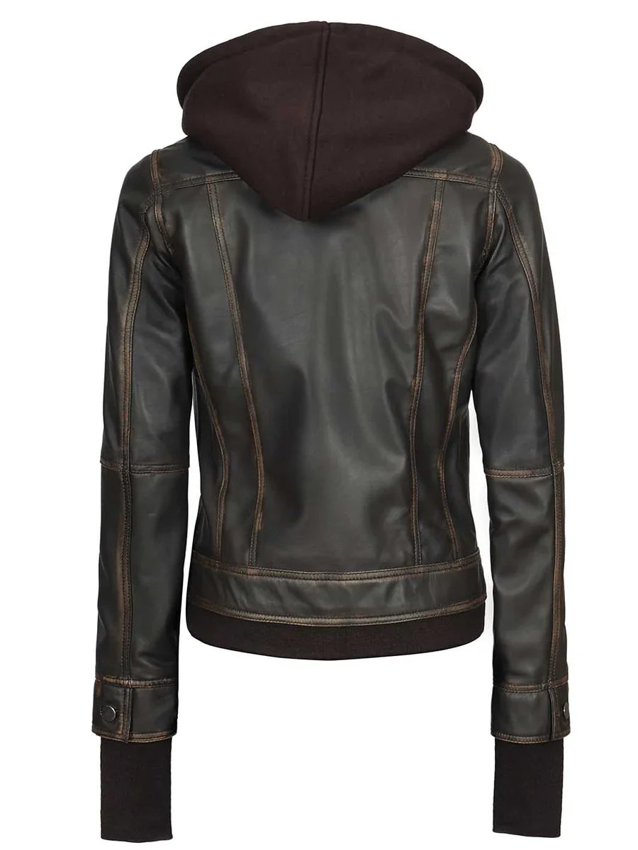 Tralee Women Dark Brown Bomber Leather Jacket