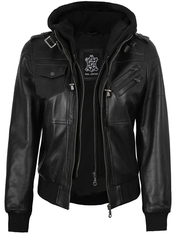 Edinburgh Women's Bomber Jacket with Removable Hood