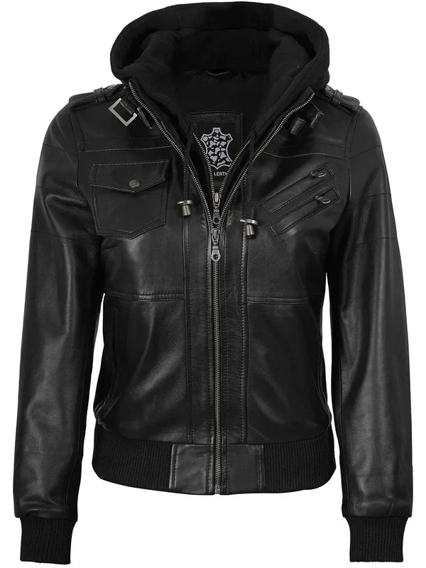 Edinburgh Women's Bomber Jacket with Removable Hood