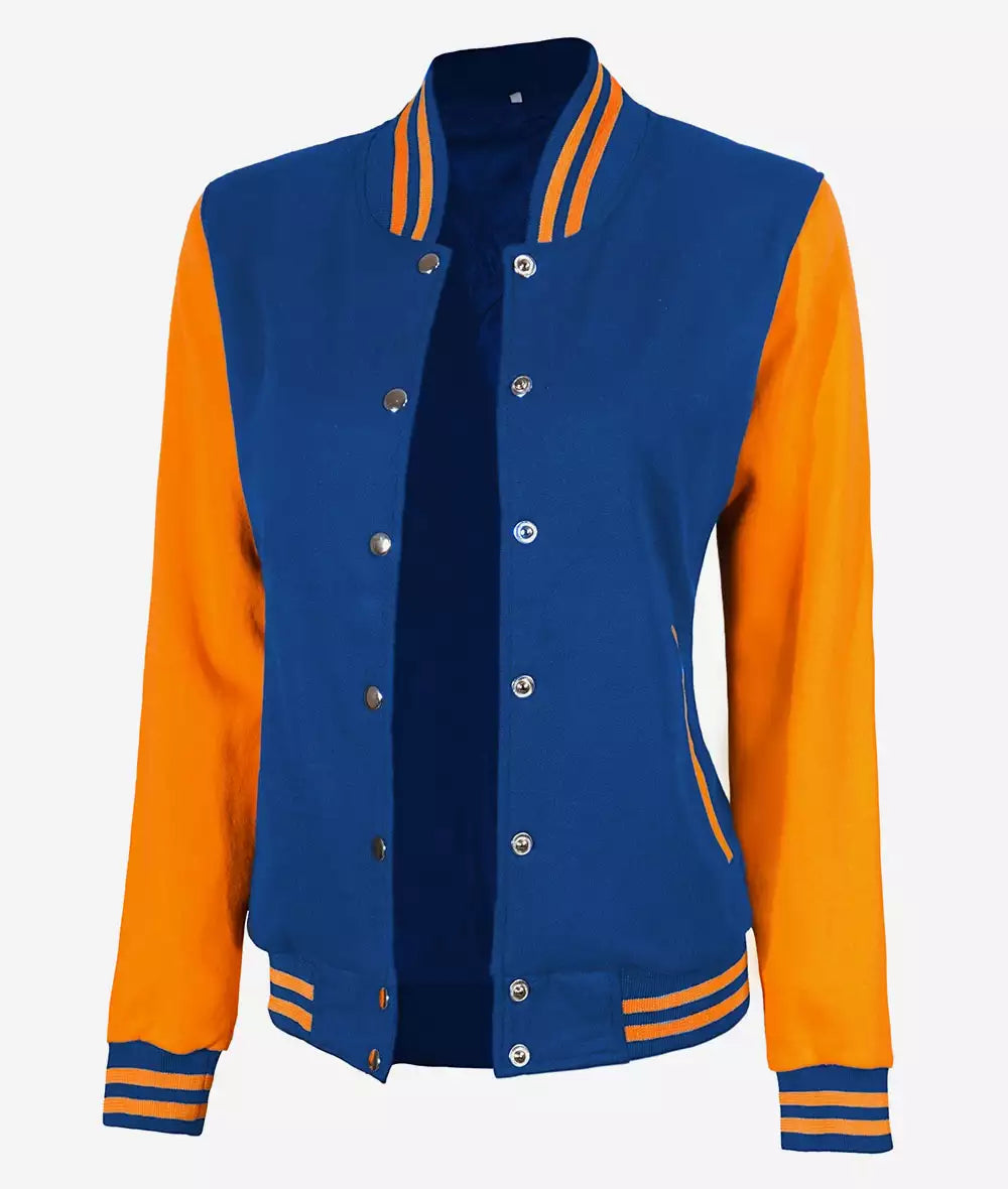 Women’s Royal Blue Varsity Jacket – Baseball Style Bomber