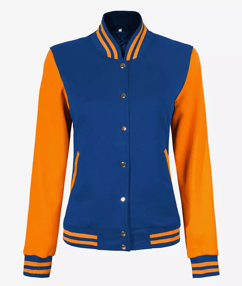 Women’s Royal Blue Varsity Jacket – Baseball Style Bomber