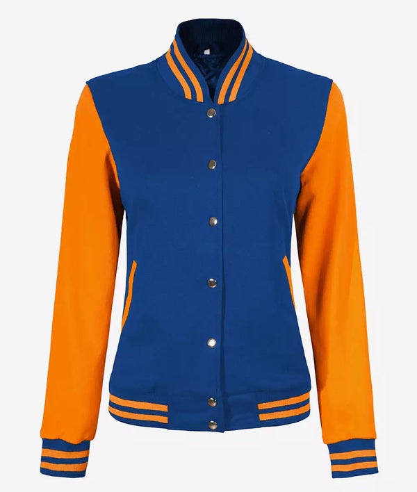 Women’s Royal Blue Varsity Jacket – Baseball Style Bomber
