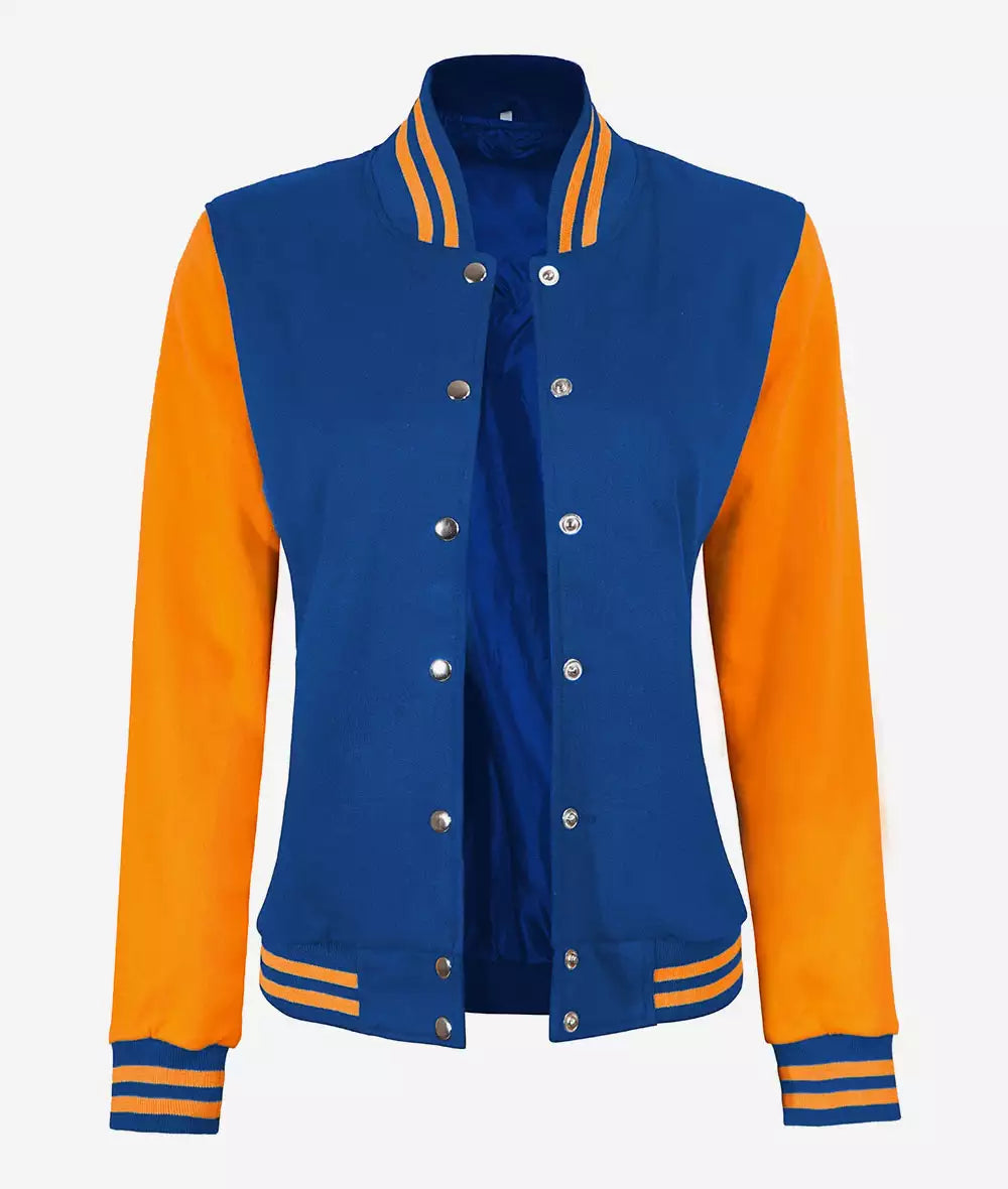 Women’s Royal Blue Varsity Jacket – Baseball Style Bomber
