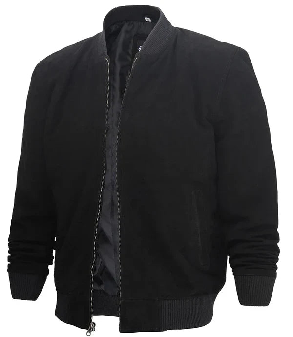 Adamsville Men’s Classic Black Suede Leather Jacket