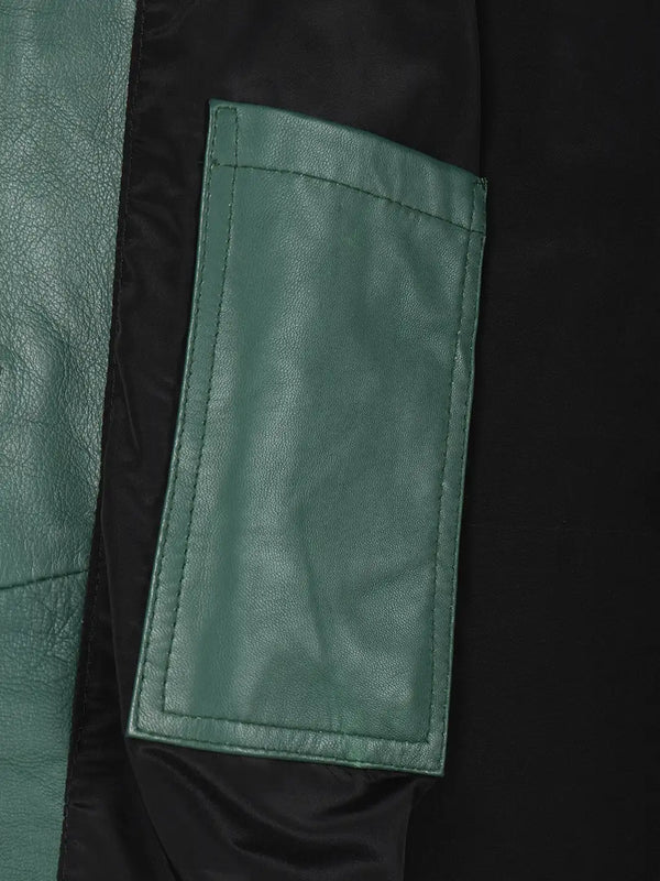 Kandis Women’s Premium Green Real Leather Car Coat