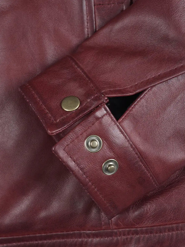 Men's Harrington Burgundy Real Leather Jacket