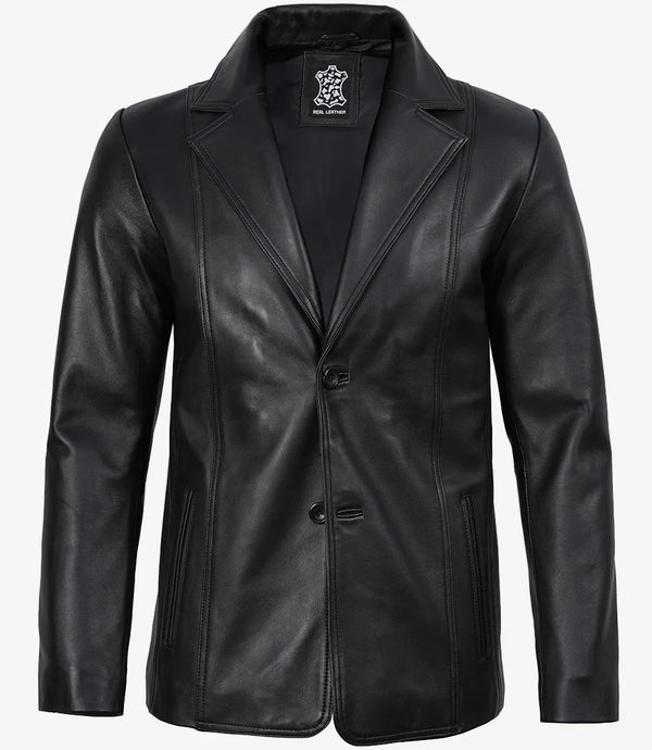 Men’s Black Real Leather Blazer Genuine Leather Jacket