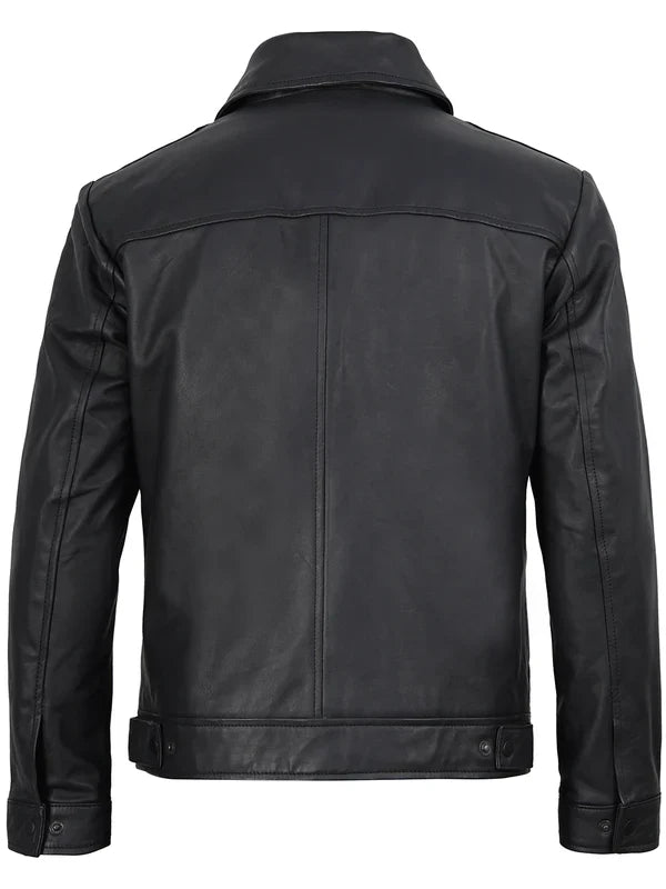 Men's Harrington Matte Black Real Leather Jacket