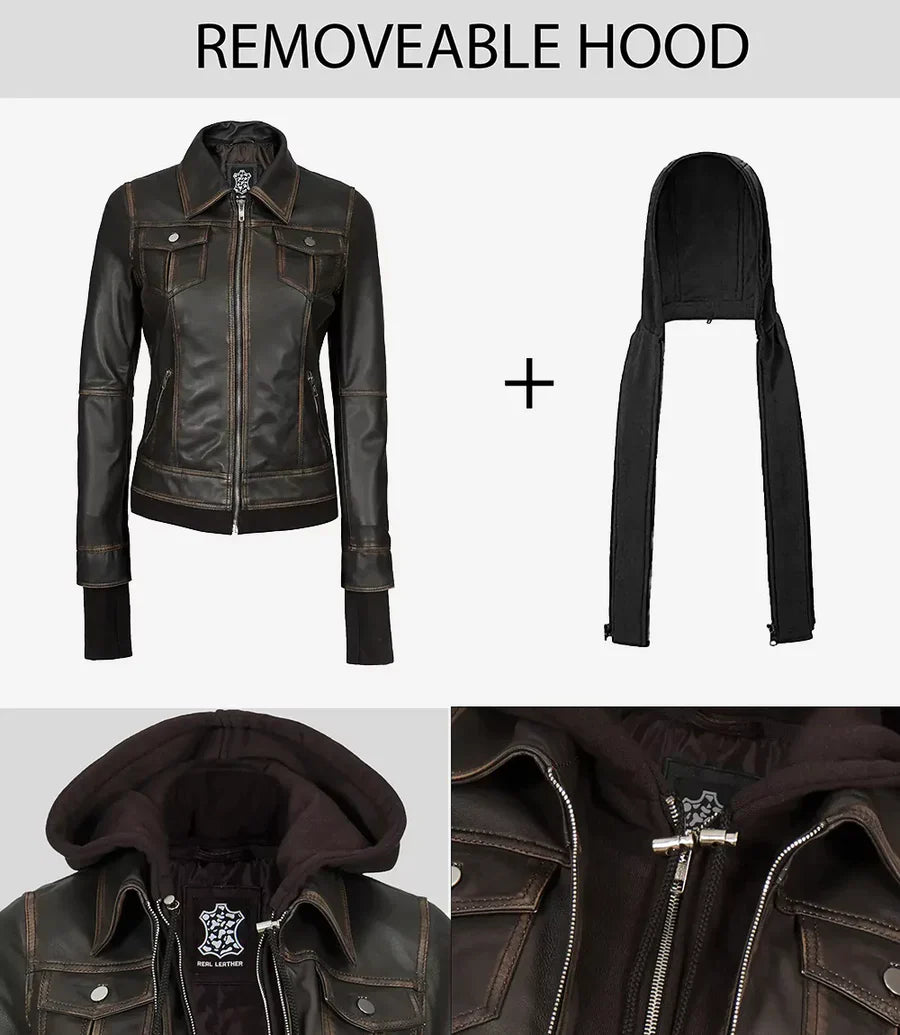 Tralee Women Dark Brown Bomber Leather Jacket